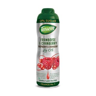 Teisseire Himbeere Cranberry Getränkesirup ohne Zucker (600ml Flasche)
