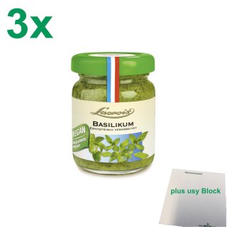 Lacroix Basilikum in Öl 3er Pack (3x50g Glas) + usy Block