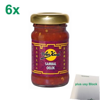 Wan Kwai Sambal Oelek 6er Pack (6x65g Glas) + usy Block