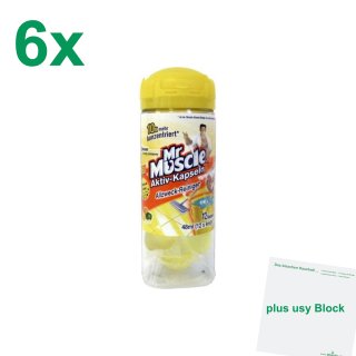 Mr. Muscle Aktiv-Kapseln Allzweck-Reiniger Zitrus 6er Pack (72x4ml Kapseln) + usy Block