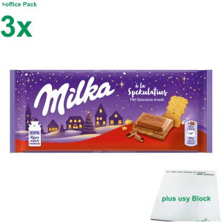 Milka Schokoladentafel a la Spekulatius Officepack (3x100g Tafel) + usy Block