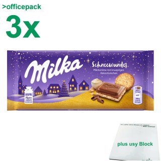 Milka Schokoladentafel Schneewunder Officepack (3x100g Tafel) + usy Block