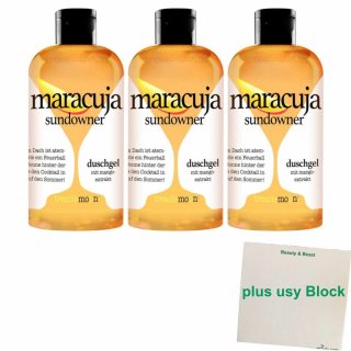 treaclemoon maracuja sundowner Duschgel 3er Pack (3x375ml Flasche) + usy Block