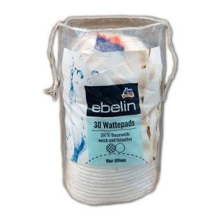 Ebelin Wattepads 100% Baumwolle (30 Stck. Packung)