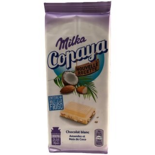 Milka Copaya (90g Tafel weiße Schokolade mit Mandeln und Kokosraspeln)