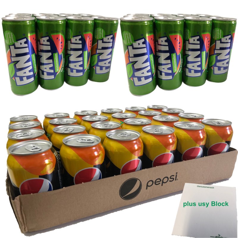 Fanta Watermelon no sugar & Pepsi Mango no sugar Testpaket XL