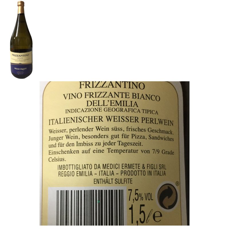 Medici Ermete Frizzantino Dolce IGT &amp;quot;Vino Frizzante Bianco Dell Emili