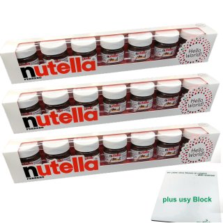 nutella Hello World 7 Tagesportionen 3er Pack (3x210g Packung) + usy Block
