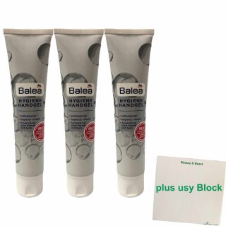 Balea Hygiene Handgel 3x 75 ml Tube + usy Block 4058172632044