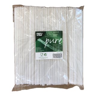 Papstar Trinkhalme weiss, Ø 6mm x 21cm, (150 Stück)