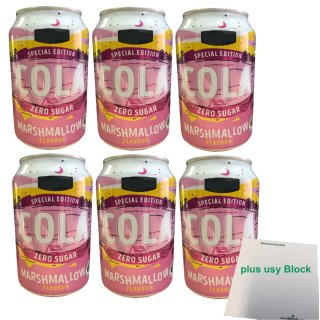 Jumbo Cola Marshmallow Flavour zero sugar Special Edition (6x0,33l Dose Schaumzucker Cola ohne Zucker) + usy Block