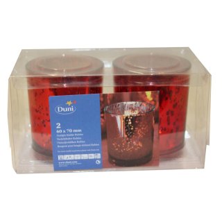 Duni Teelichtglas Weihnachten Rubino, 70 x 60 mm (2 Stück)