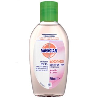 Sagrotan Healthy Touch Hand-Desinfektionsgel Kamille & Lotus Desinfektion für unterwegs (50ml Tube)
