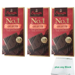Sarotti Ecuador Edelbitter Schokolade 3er Pack (3x100g) + usy Block