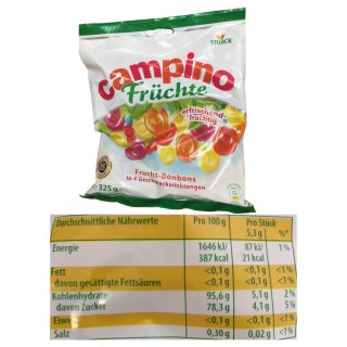 Campino Früchte – 1 x 325g – Leckere Fruchtbonbons in vier verschiedenen  Sorten : : Lebensmittel & Getränke