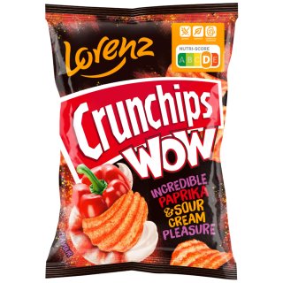 Lorenz Crunchips WOW Paprika & sour Cream geriffelte Kartoffelchips (110g Beutel)
