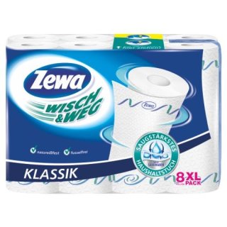 Zewa Wisch & Weg Küchentücher, Klassik, 8 Rollen á 45 Blatt