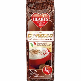 Hearts Cappuccino mit Kakao Instant Kaffeepulver (1kg Beutel)