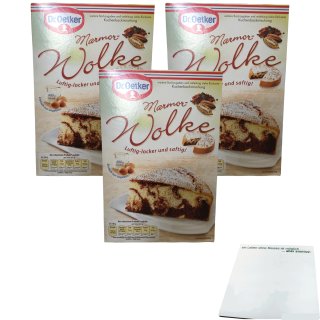 Dr. Oetker Marmor-Wolke Backmischung 3er Pack (3x455g Packung) + usy Block