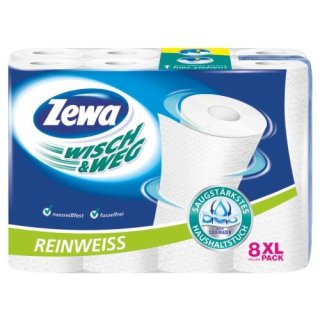 Zewa Wisch & Weg Küchentücher, Reinweiss, 8 Rollen á 45 Blatt