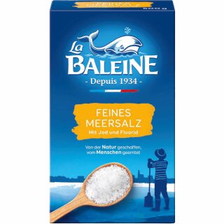 La Baleine Meersalz fein mit Jod & Fluorid (500g Packung)