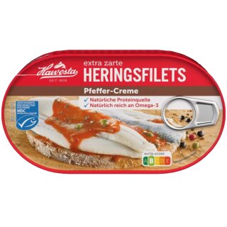 Hawesta Heringsfilets in Pfeffercreme MSC (200g Dose)