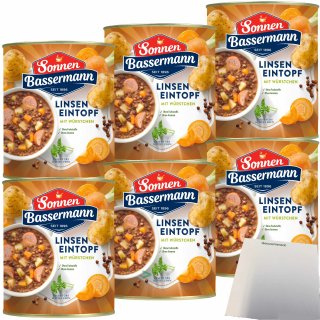 Sonnen Bassermann mein Linsen-Eintopf mit Würstchen 6er Pack (6x800g Dose) + usy Block