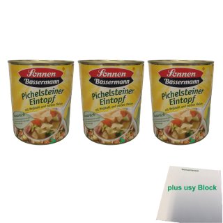 Sonnen Bassermann Pichelsteiner Topf 3er Pack (3x800g Dose) + usy Block