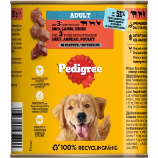 Pedigree Adult 3 Sorten Fleisch (800g Packung)
