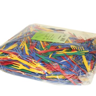 Bunte Pommes Frites Gabeln aus Kunststoff ca.8,5cm (ca.1000 St./Beutel)