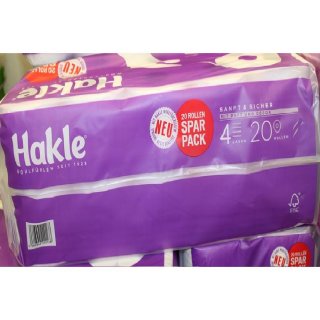 HAKLE 10129 Toilettenpapier 4lagig sanft&sicher (20 Rollen je 130 Blatt)