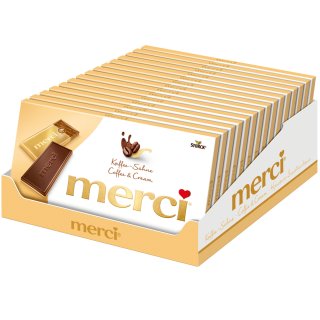 Merci Kaffee-Sahne Tafelschokolade VPE (15x100g Packung)