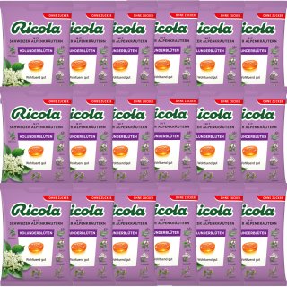 Ricola Holunder-Blüten Bonbon ohne Zucker VPE (18x75g Packung)