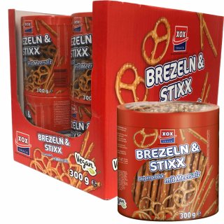 XOX Salzstangen Brezeldose Laugengebäck mit Meersalz VPE (12x300g Dose)
