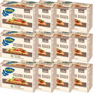 Wasa Vollkorn Knäckebrot kernig knusprig 100% Vollkorn reich an Ballaststoffen VPE (12x260g Packung)