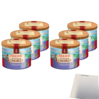 La Saunier de Camargue Fleur de Sel Kräuter der Provence Bio 6er Pack (6x125g Dose) + usy Block