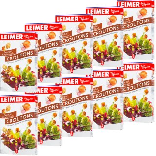 Leimer Croutons Zwiebel Knoblauch für Suppen Salat und zum Knabbern VPE (10x100g Packung)