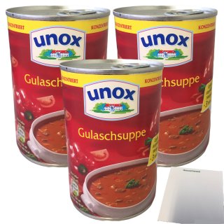 Unox Konzentrat Gulasch Suppe 3 Teller 3er Pack (3x382 ml Dose) + usy Block