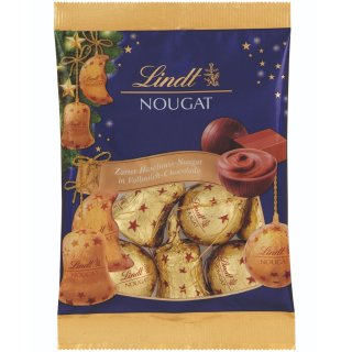 Lindt zarte Haselnuss Nougat Kugeln in Alpenmilch Schokolade (100g Beutel, blau)