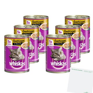 Whiskas in Sauce mit Geflügel 6er Pack (6x400g Dose) + usy Block