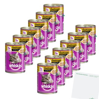 Whiskas in Sauce mit Geflügel 12er Pack (12x400g Dose) + usy Block