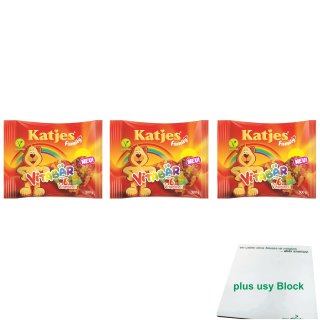 Katjes Family Vitabär mit 6 Vitaminen (3x300g Beutel) + usy Block