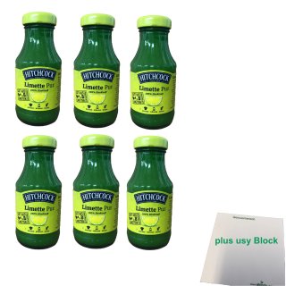 Hitchcock Limette Pur 6er Pack (6x200ml Flasche) + usy Block