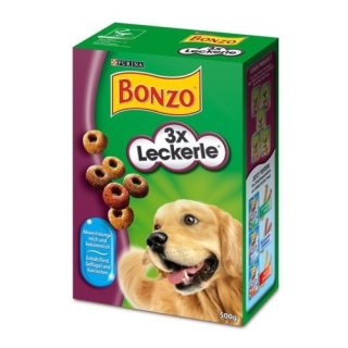 Bonzo Biskuits 3x Leckerle 3er Pack (3x500g Packung) + usy Block