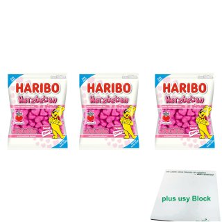 Haribo Herzbeben (3x175g Packung) + usy Block