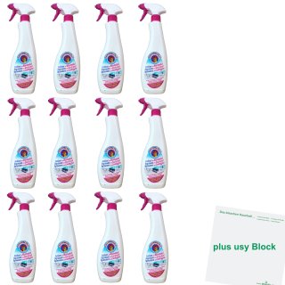 Chante Clair Sgrassatore con Candeggina 12er Pack (12x625ml Sprühflasche Fettlöser mit Bleiche) + usy Block