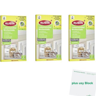 RUBIN Lebensmittel Mottenfalle 3er Pack (3x2St) + usy Block