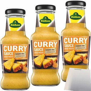 Kühne Gourmet Milde Curry Sauce 3er Pack (3x250ml Flasche) + usy Block