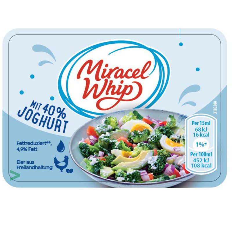 Wie Lange Salat Mit Miracel Whip Haltbar Miracel Whip So leicht Salatcreme mit fettreduziertem Joghurt 4,9% Fe