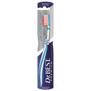 Dr Best Premium Zahnbürste Zwischenzahn Mittel Blau (1Stk)